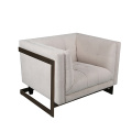 Wholesale Nordic Furniture White Fabric Brass Metal Frame Living Room One Seater Sofa